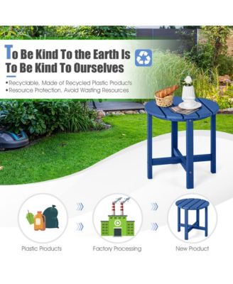 2Pcs Patio Adirondack Side Table Weather Resistant HDPE Garden