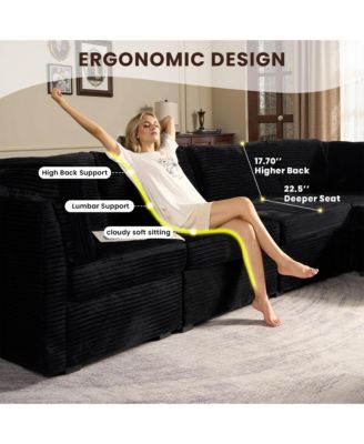 Modular Sectional Sofa Middle Seat Module, 32.7" Middle Seat for DIY Combination L U V Shaped, Plush Corduroy Loveseat Chair for Living Room