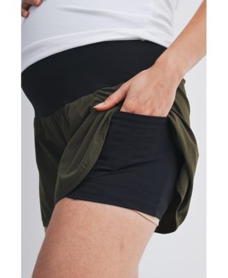 Women's Maternity Over-the-Belly Active Shorts with Built-In Liner