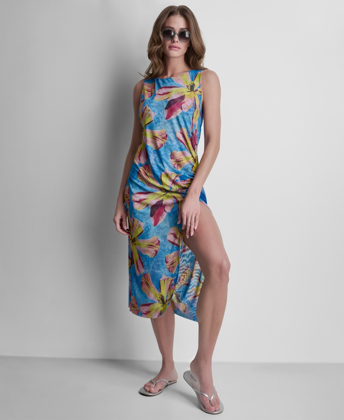 Dkny Women's Double Mesh Maxi Cover Up Sleeveless Dress
