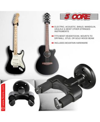 5Core Guitar Wall Mount 2Pc Hanger Hook Metal Base Soft Padding Adjustable Rotatable Holder