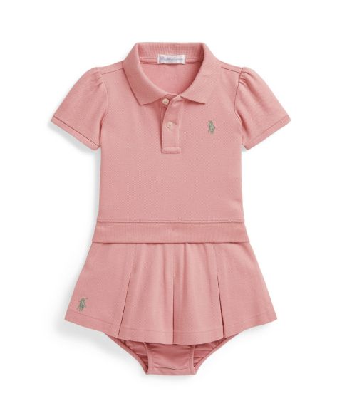 Детский комплект Polo Ralph Lauren для девочки: поло из сетки-стретч и юбка-шорты, цвет: Розовый