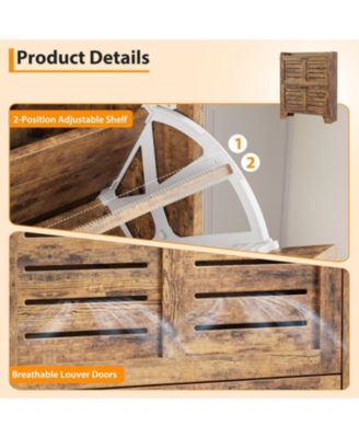 Shoe Cabinet Storage with 2 Flip Drawers Freestanding Shoe Organizer with Hooks Narrow Shoe Cabinet Slim Hidden Shoe Cabinet for Entryway