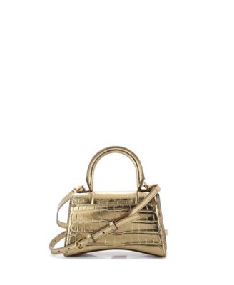 XS Hourglass Top Handle Bag Embossed Leather