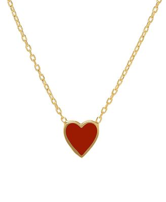 Enamel Heart Necklace in 14K
