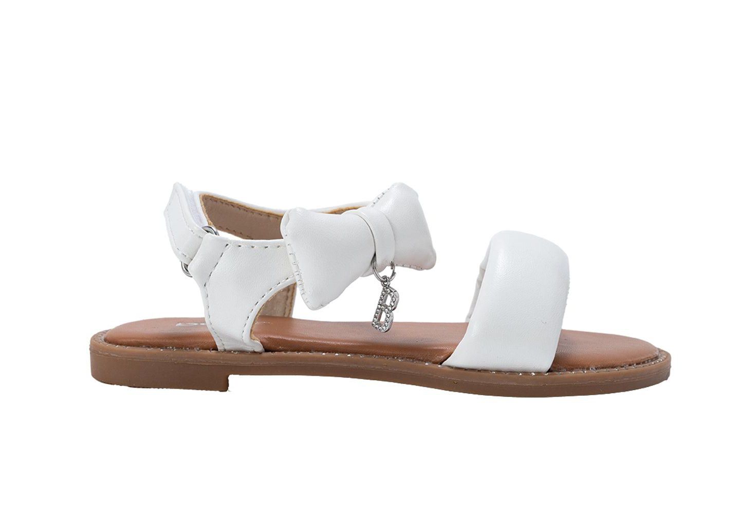 Сандалии Bebe Fashion Sandals - Dressy Shoes with Puffy Bow and Hanging Logo Charm для девочек, цвет: Белый — фото 2