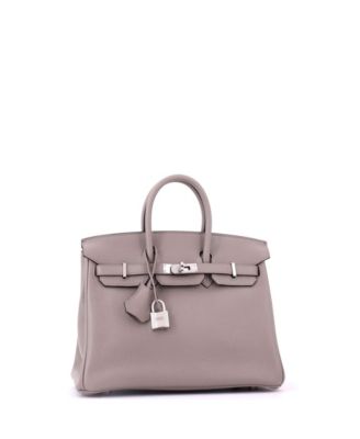 Birkin 25 Handbag Grey Novillo with Palladium Hardware