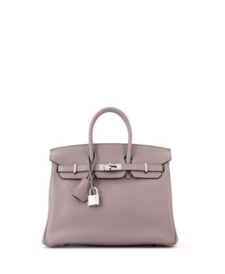 Birkin 25 Handbag Grey Novillo with Palladium Hardware