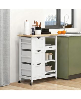 kitchen cart, beveled shelves with storage, solid wood top, adjustable shelves