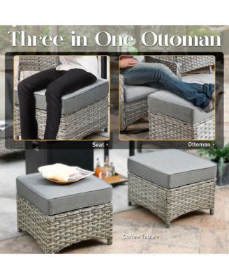 5 Piece Outdoor Patio Furniture Set,Wicker Conversation Set with Comfy Deep Sofa,Wide Armrest Chairs with Ottoman for Outside Porch Balcony