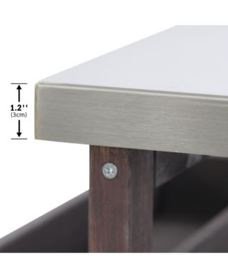 Outdoor Kitchen Island and Rolling Bar Cart, Farmhouse Solid Wood Grill Table with Stainless Steel Top, Spice Rack and Towel Rack