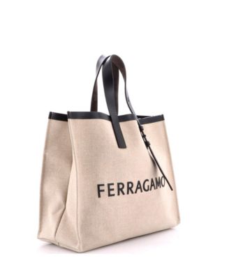 Large Logo Shopping Tote Canvas with Leather
