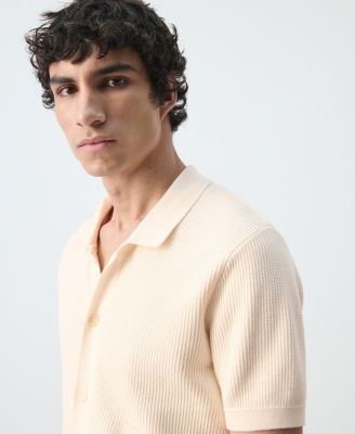 Men's Cotton Structured Knit Buttons Polo Shirt