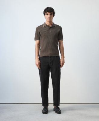 Men's Fine-Knit Herringbone Polo Shirt