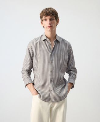 Men's Regular Fit Striped Lyocell Shirt