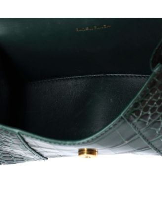 XS Hourglass Top Handle Bag Embossed Leather