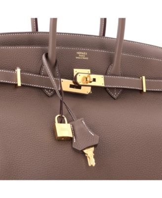 Birkin 35 Handbag Grey Togo with Gold Hardware