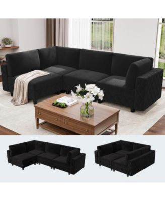 134 in Cloud Couch L Shaped Sofa, 4 Seat High Density Sponges Modular Sectional Sofa, Velvet Couch with Upholstered for Living Room