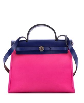 Pre-Owned HERMES 31 Herbag Zip Leather and Toile