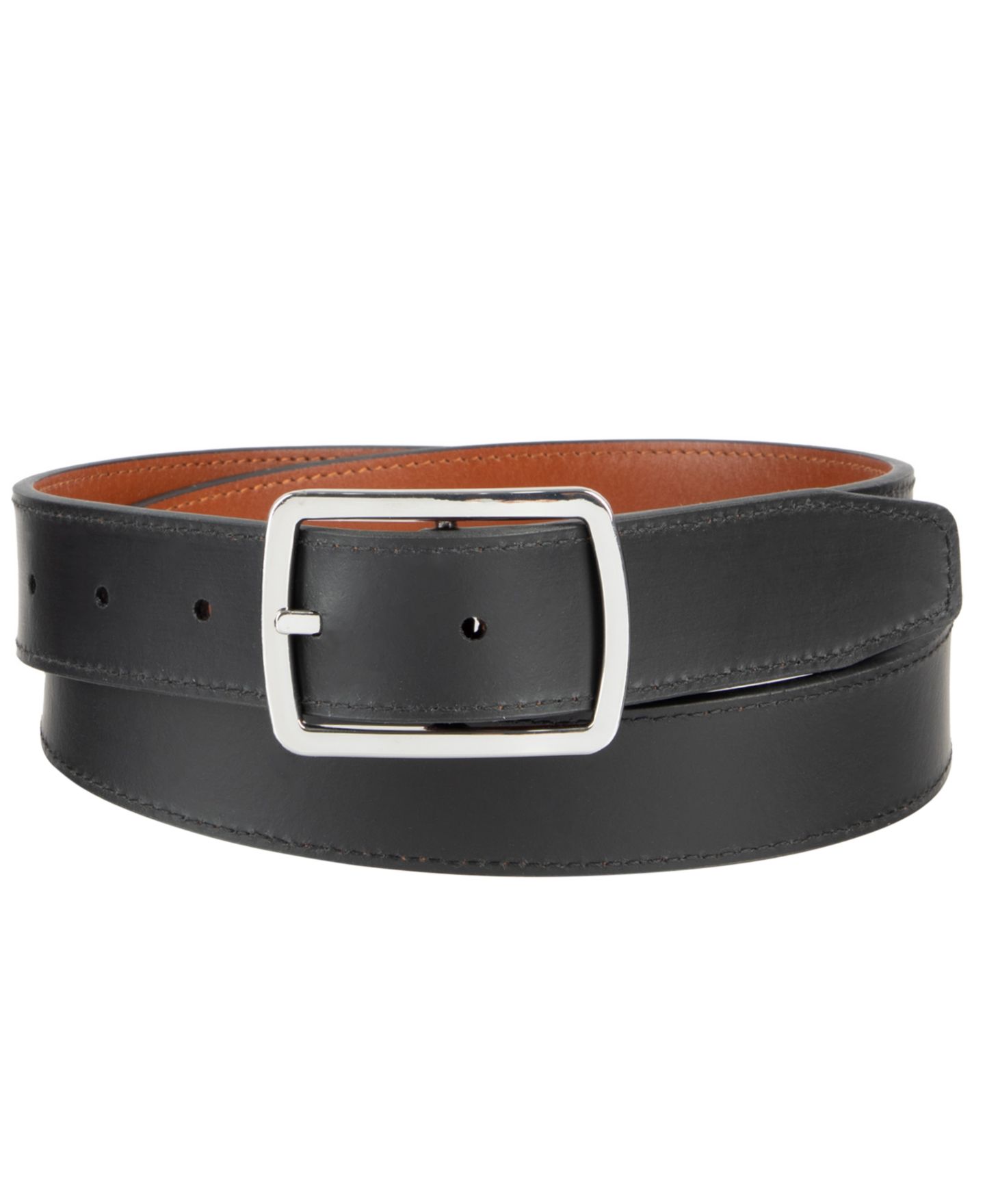 Мужской ремень Cole Haan Center-Bar Reversible Leather Belt, цвет: Рыжевато-коричневый / Чёрный — фото 2