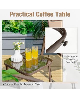 3PCS Outdoor Bistro Set Patio Conversation Set w/ Adjustable Backrest