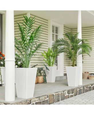 Set of 3 Tall Planters, Indoor and Outdoor Flower Pot Set