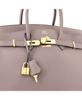 Birkin 35 Handbag Grey Togo with Gold Hardware