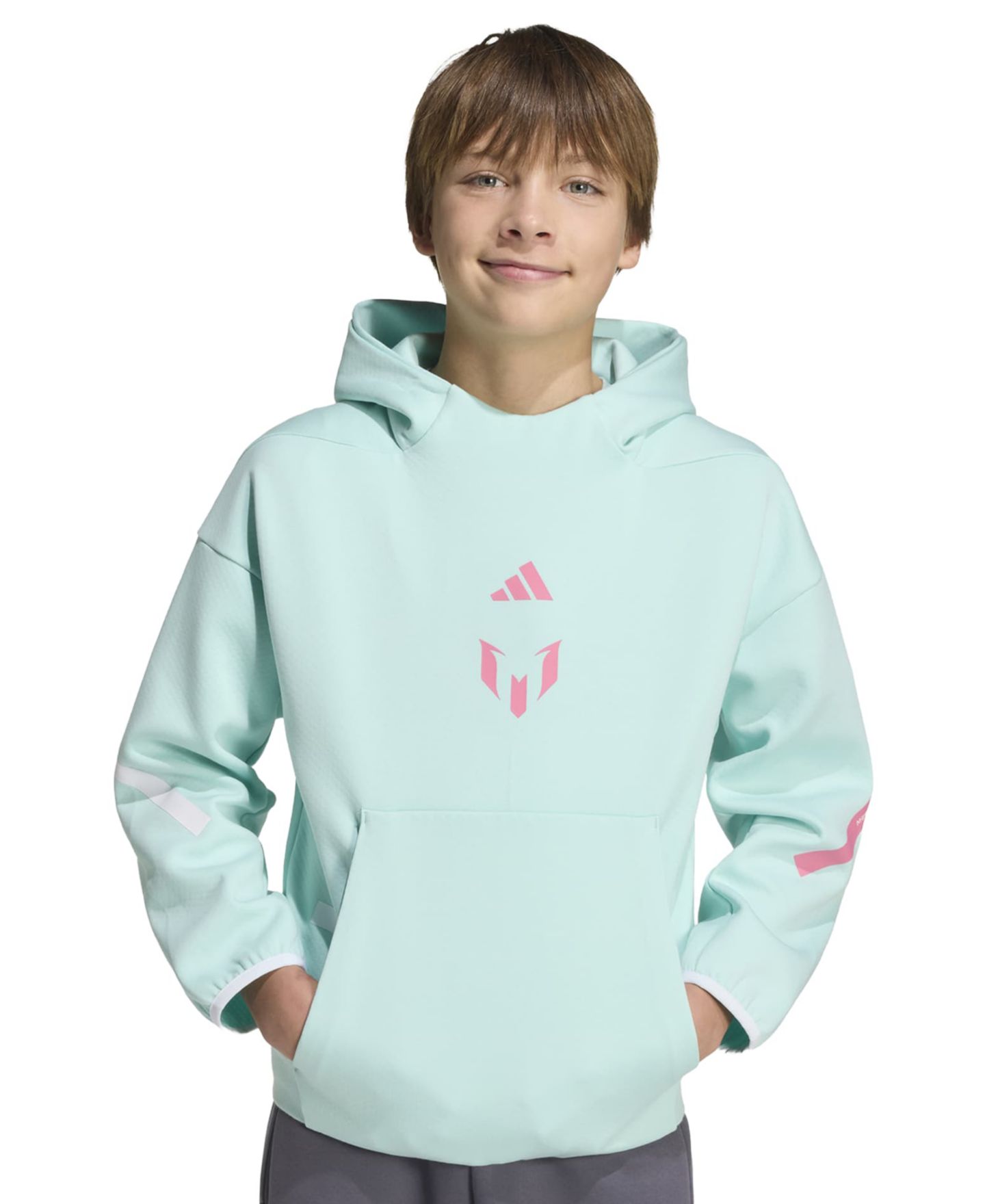 Детское худи adidas Boys' and Girls' 6-20 Messi Z.N.E. Soccer, цвет: Аквамариновый — фото 3