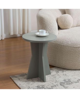 Round Side Table, Modern Pedestal Base Accent Table for Living Room, Bedroom, Bedside, Office