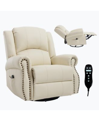 Recliner Chair with Heat Massage Manual Rocker and Swivel in Fabric