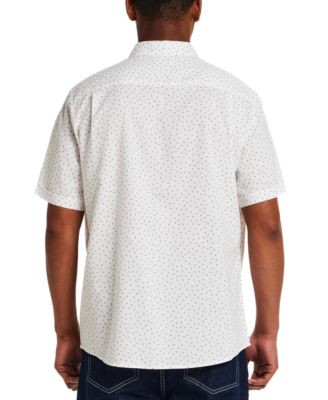 Men's Short-Sleeve Button Down Print Linen Cotton Shirt