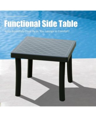 Lounge Chairs Set, Aluminum Adjustable Outdoor Chaise Lounge with Wheels, 2 Poolside Chairs,1 Side Table, Textilene