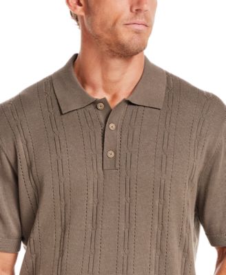 Men's Regular-Fit Pointelle Sweater-Knit Polo Shirt 