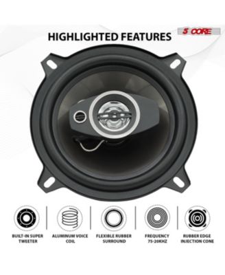 5Core Coaxial Car Door Speakers 5” 4Pcs 350W 4Ohm 2 Way Component Subwoofer Audio w Super Tweeter