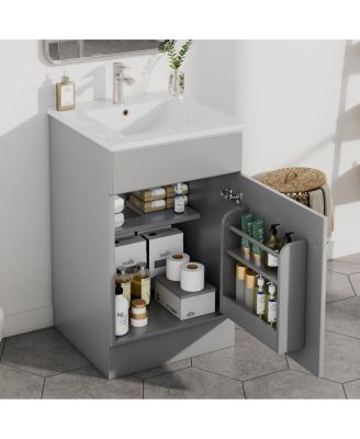 20'' Bathroom Vanity with Sink, Painted MDF Cabinet, Soft Close Door, Adjustable Shelf & Organizer for Small Spaces