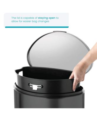 12 Gallon Semi-Round Stainless Steel Kitchen Trash Can with Step Pedal and Soft Close Lid