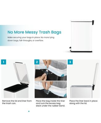4 Gallon Slim Stainless Steel Kitchen Trash Can with Step Pedal and Soft Close Lid.