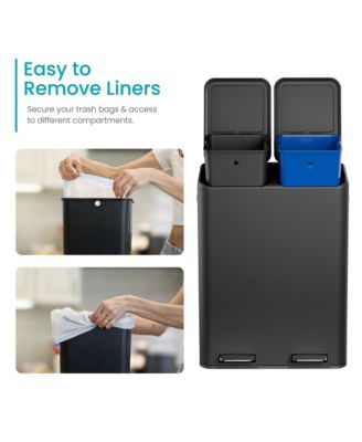 16 Gallon Stainless Steel Dual Trash and Recycling Can with Removable Liners and Soft Close Lids