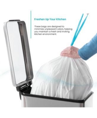 Code 45S Drawstring Kitchen Trash Bags Custom Fit for 12 Gallon Bins, 30-Count