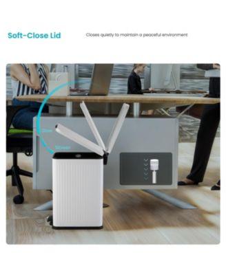 4 Gallon Slim Stainless Steel Kitchen Trash Can with Reeded Pattern, Step Pedal and Soft Close Lid