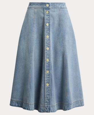 Women's Button-Front Denim Midi Skirt