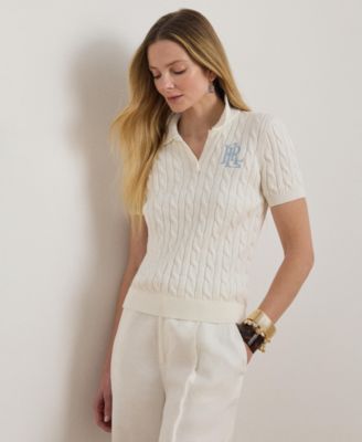 Women's Cable-Knit Polo Shirt