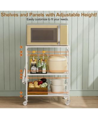 Adjustable Shelf Kitchen Cart with Metal Frame and Wheels for Versatile Storage