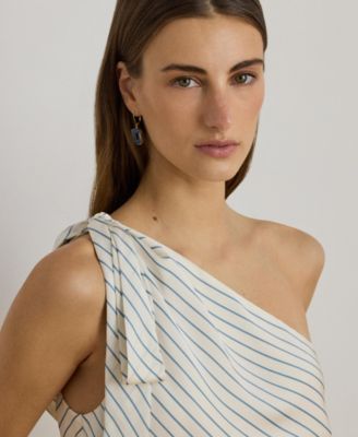 Women's Striped One-Shoulder Blouse