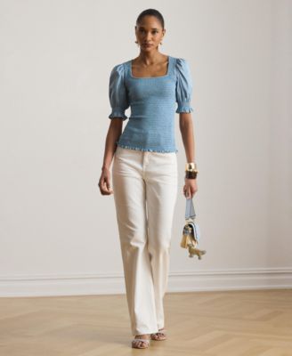 Women's Puff-Sleeve Square Neck Top