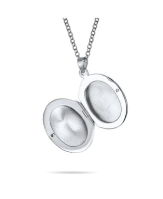 Simple Plain Oval Keepsake Photo Lockets Necklace Pendant .925 Silver Sterling Small