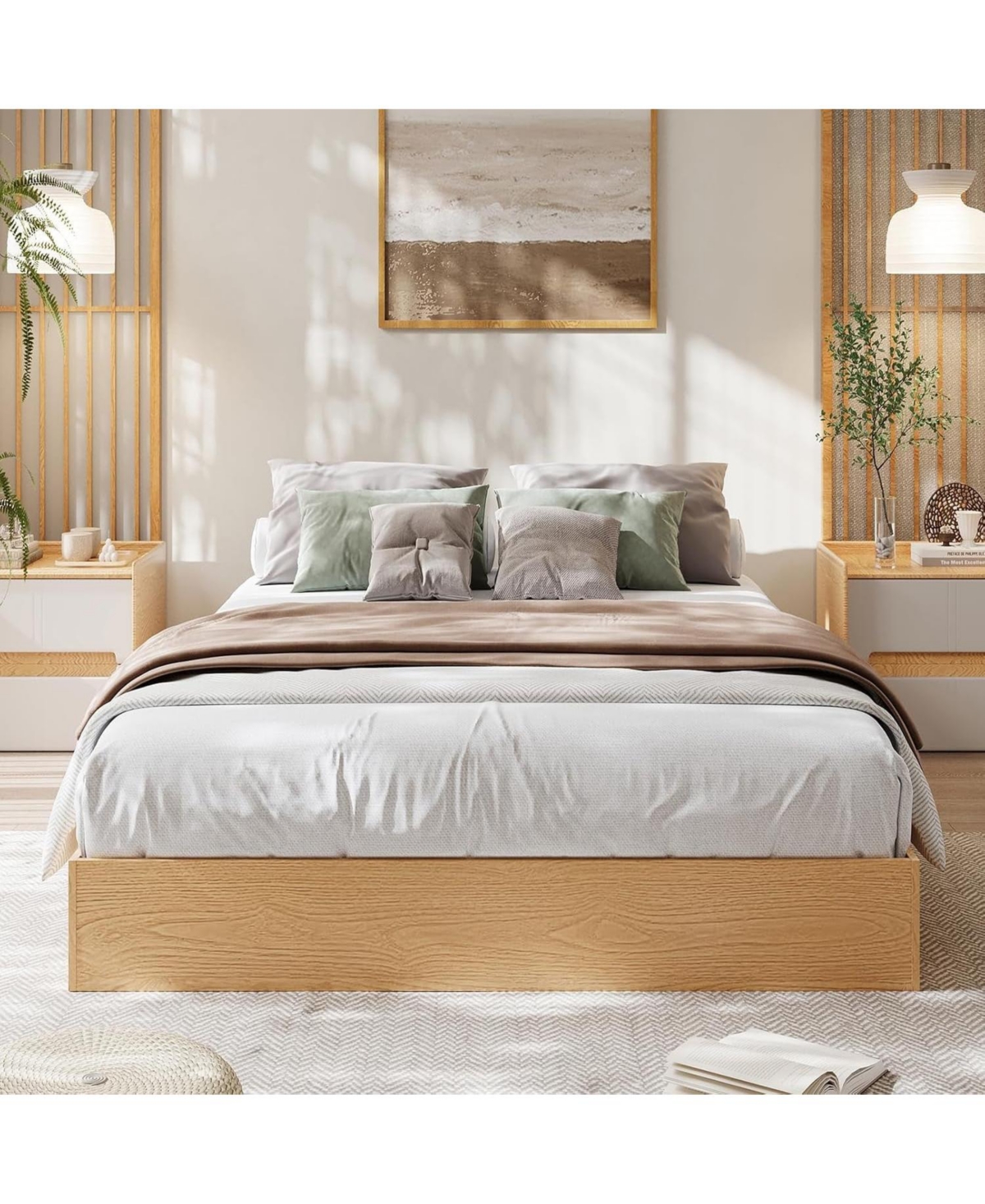 gaomon Wood Platform Bed Frame Minimalist Wooden Bed Slat Support No Box Spring Easy Assembly