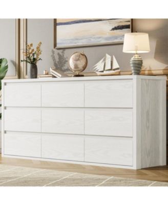 9 Drawer Dresser for Bedroom, Wide Modern Chest of Drawers, Large Wood Dresser Wooden Storage Organizer for Living Room