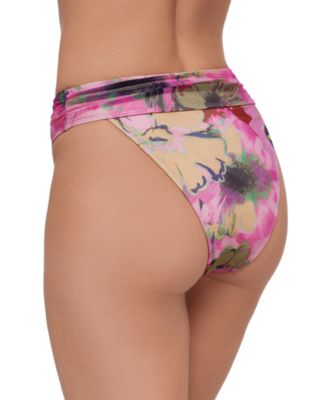 Women's High-Waist Ruched Band Swim Bottoms