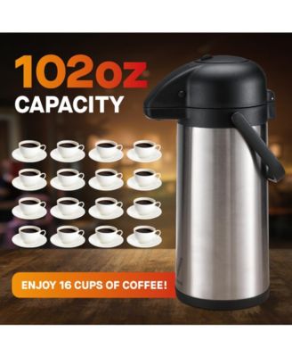 Thermal Coffee Carafe Dispenser 102 oz: Insulated Hot/Cold Stainless Steel